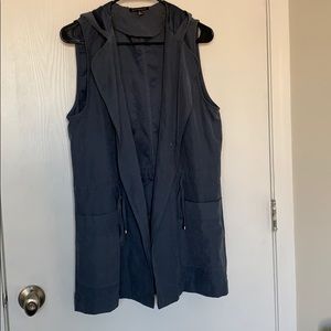 Light blue utility vest with hood